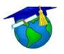 Picture of a globe with a grad hat